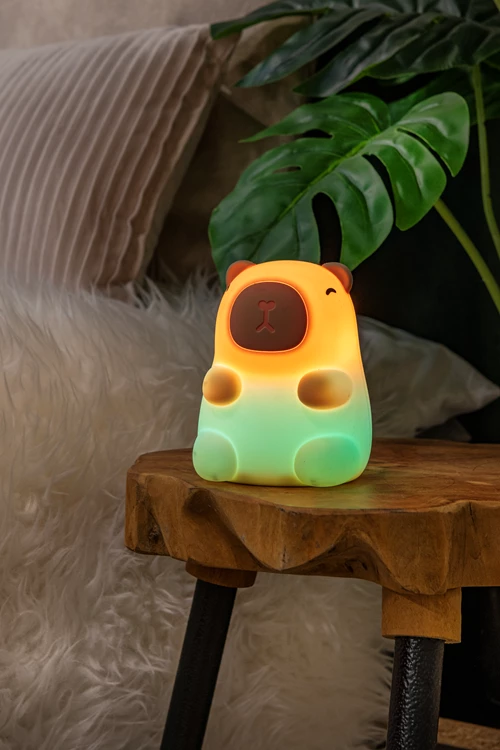 Lucide PINCHA CAPYBARA - Rechargeable Table lamp Children - Battery pack- LED 3 StepDim - 1x0,5W 2100K - Cream | Essential - atmosphere 2